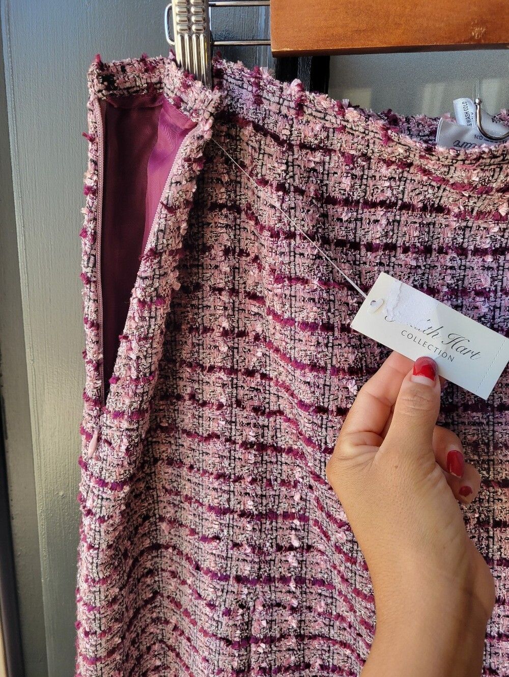 Judith Hart Collection Pink Tweed A Line Skirt Size 14 Zipper NWT Retail $59.00 - Picture 6 of 11